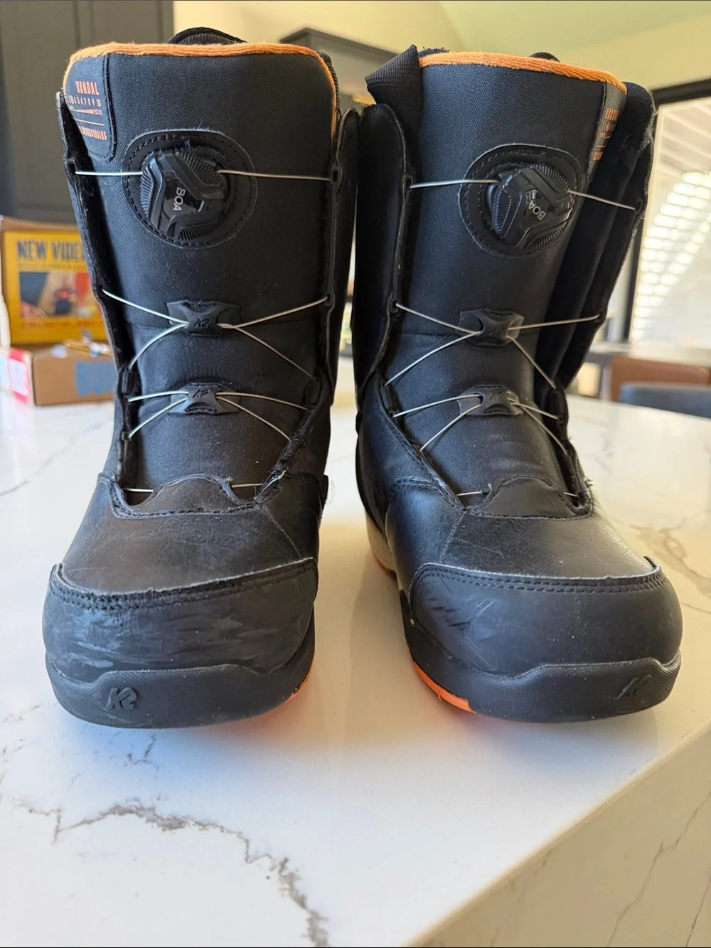 K2 Vandal Men's Black Snowboard Boots with Orange Accents